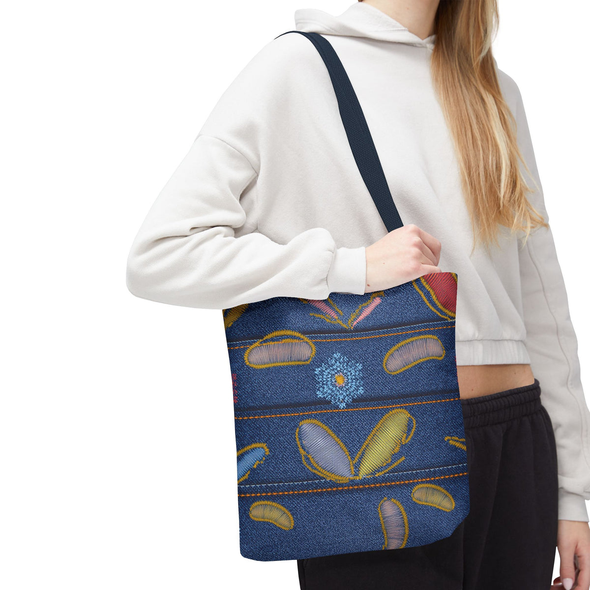 Denim Fabric Imitation Print Unisex Canvas Bag Poly Spun 3 Sizes Tote Bag 151