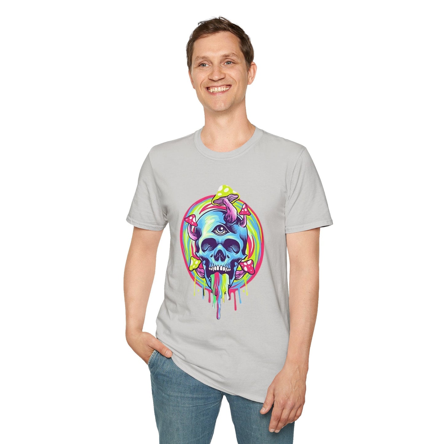 Unisex Skull Tee Shirt With Skeleton Design Cotton Softstyle 64000 T Shirt Premium Cotton Tee