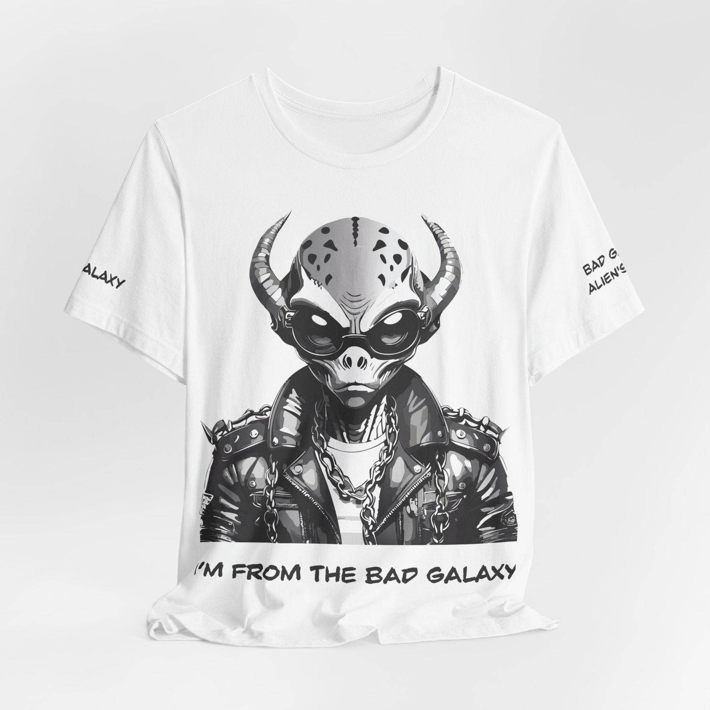 Alien Graphic Tee Shirt From Bad Galaxy Made To Order In USA 100 Percent Cotton Eco Friendly Inks