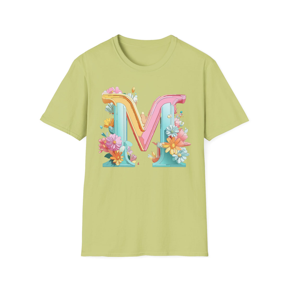 Floral Pastel Letter M T-Shirt | Monogram Initial Tee