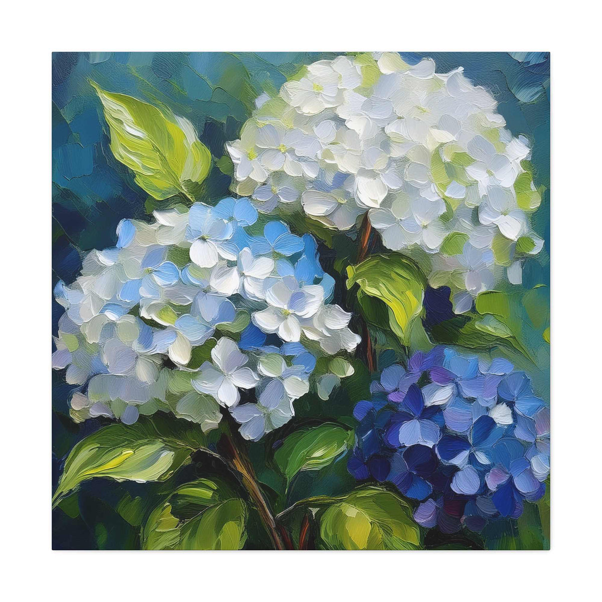Hydrangeas Print Canvas, Flowers Oil Paint Print 20x20, 24x24, 30x30, 32x32, 36x36, Floral Art Design Print Non-Frame MC-30