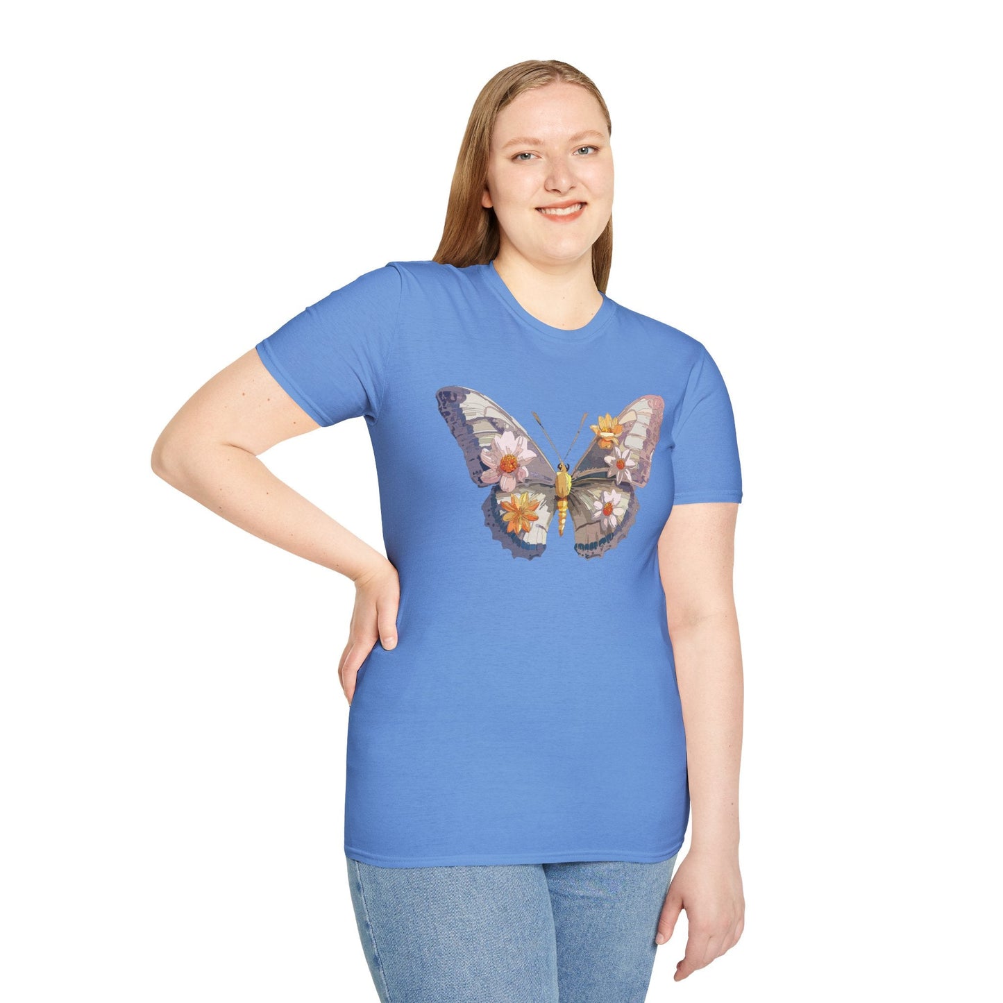 Butterfly Shirt Unisex Short Sleeve Tee Monarch Butterfly Design Gildan Softstyle 64000