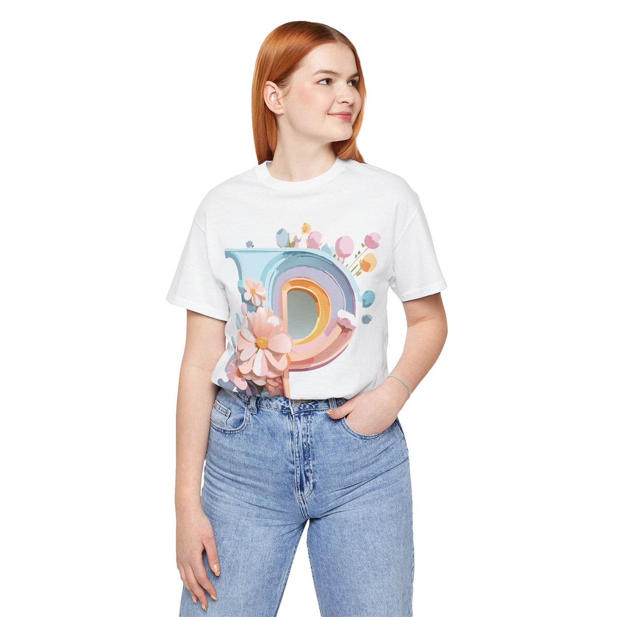 Letter P Graphic Unisex Cotton Bella+Canvas Tee with Art Letter Design