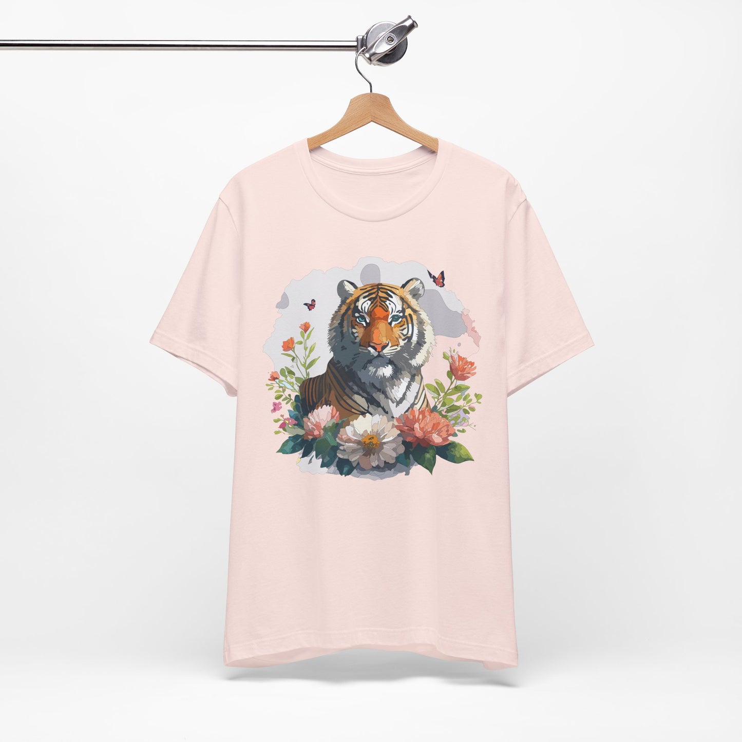 Floral Tiger Graphic Tee, Animal Shirt, Tiger Shirt, Flower Top, T-Shirt with Animal, Art Design