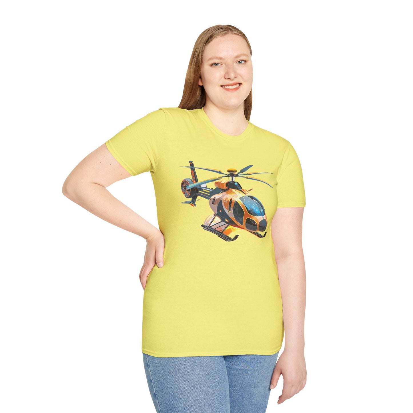 Unisex Helicopter Chopper T Shirt Softstyle 64000 Gildan Durable Lightweight Tee Design