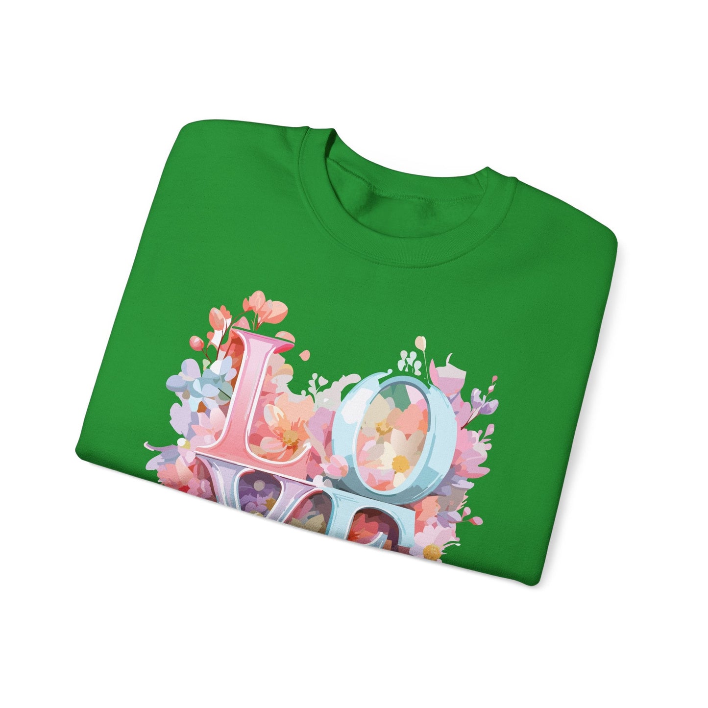 Floral Love Sweatshirt Unisex Valentines Day Crewneck Gildan 18000 50 Cotton 50 Polyester