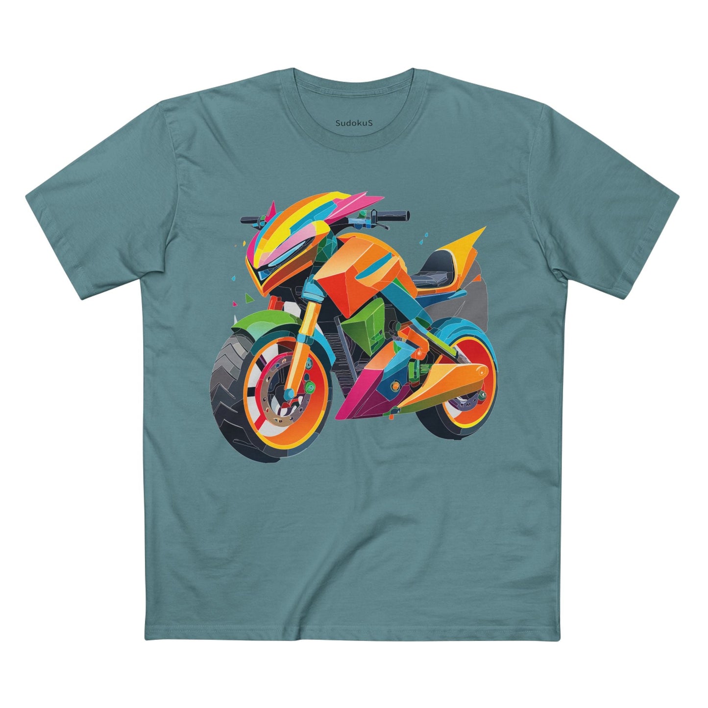 Moto Bike Graphic Unisex 100 Cotton Staple Tee 7