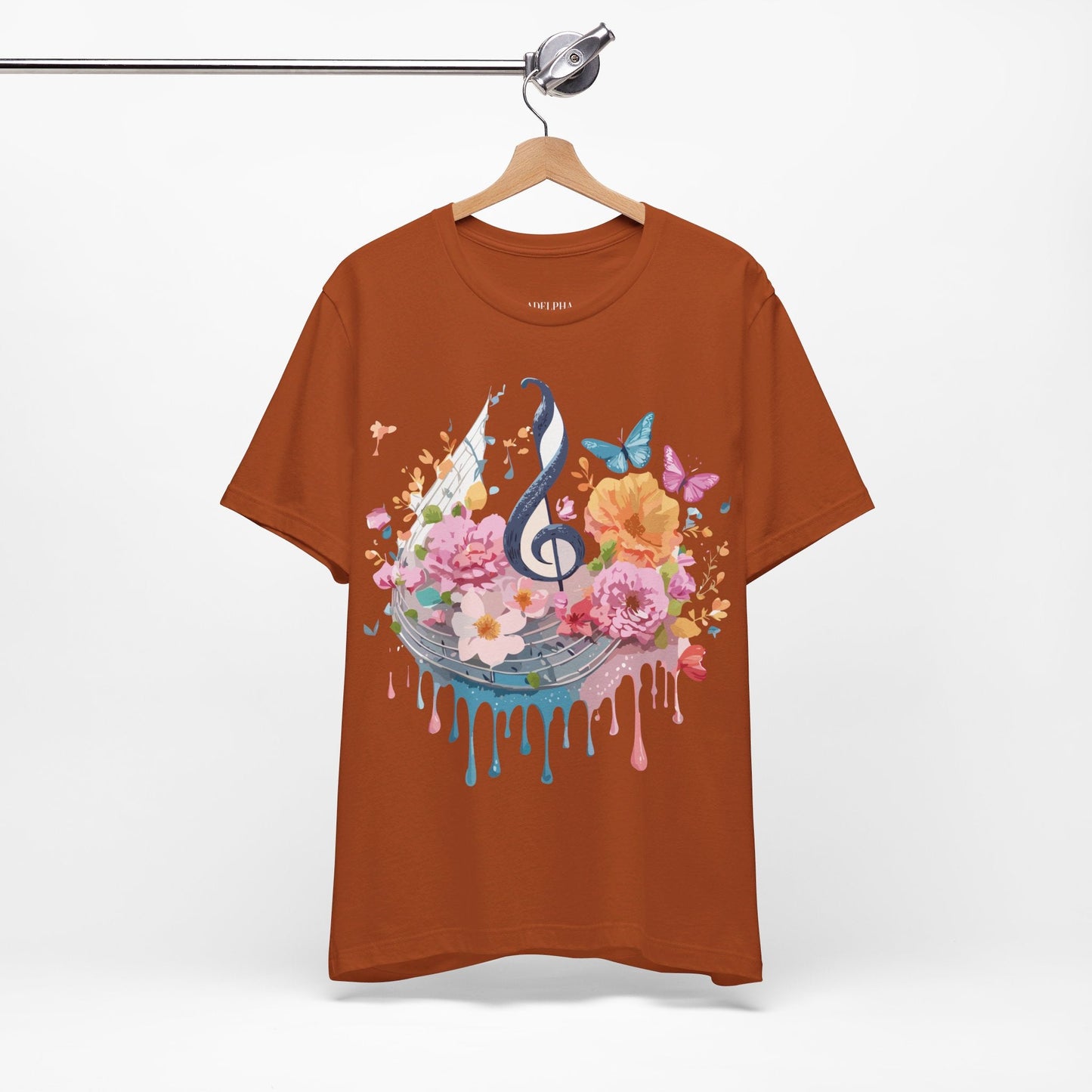 Music Graphic Unisex 100 Cotton Vintage Art with Musical Elements Tee 125