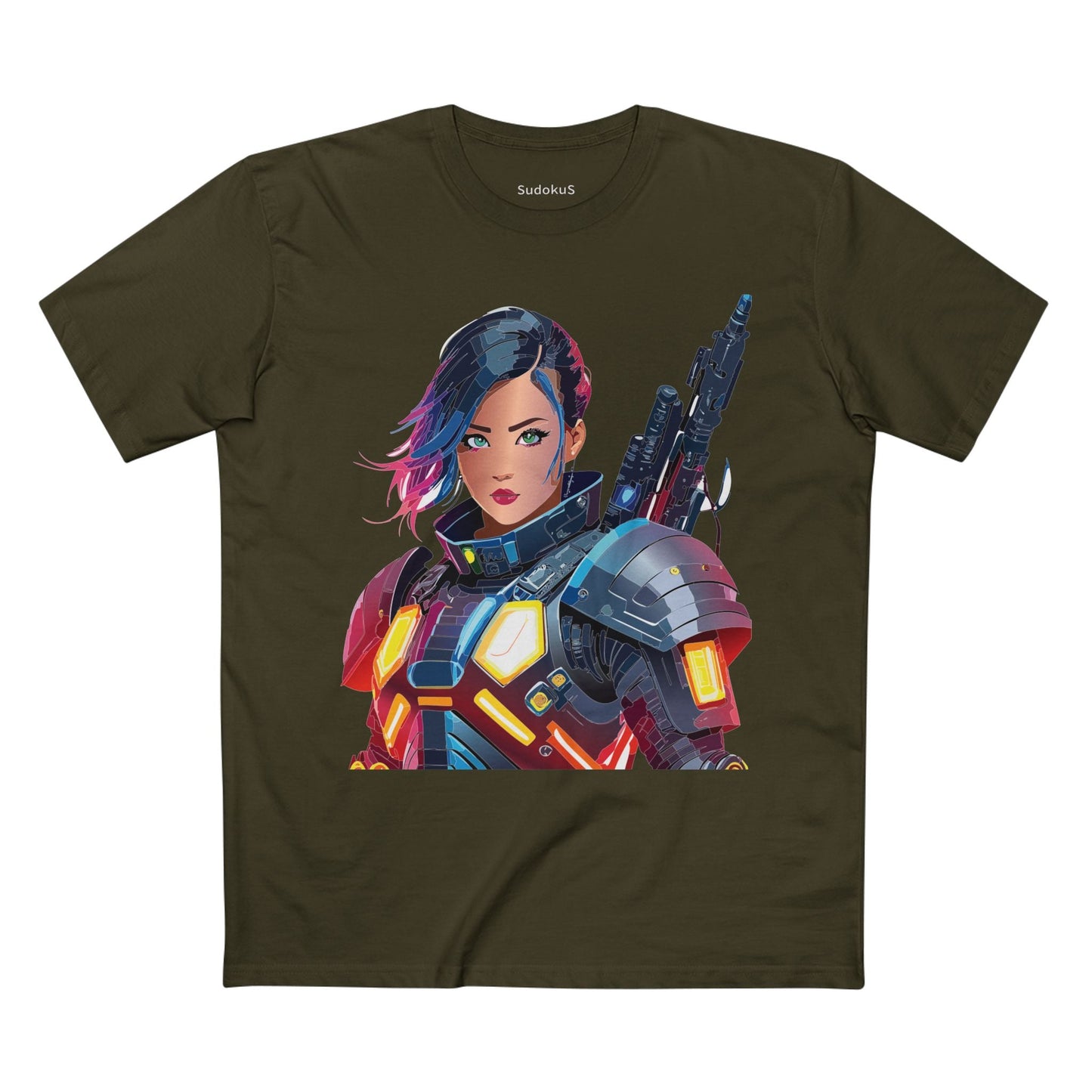 Army-woman Graphic Unisex 100 Cotton Staple Tee 14