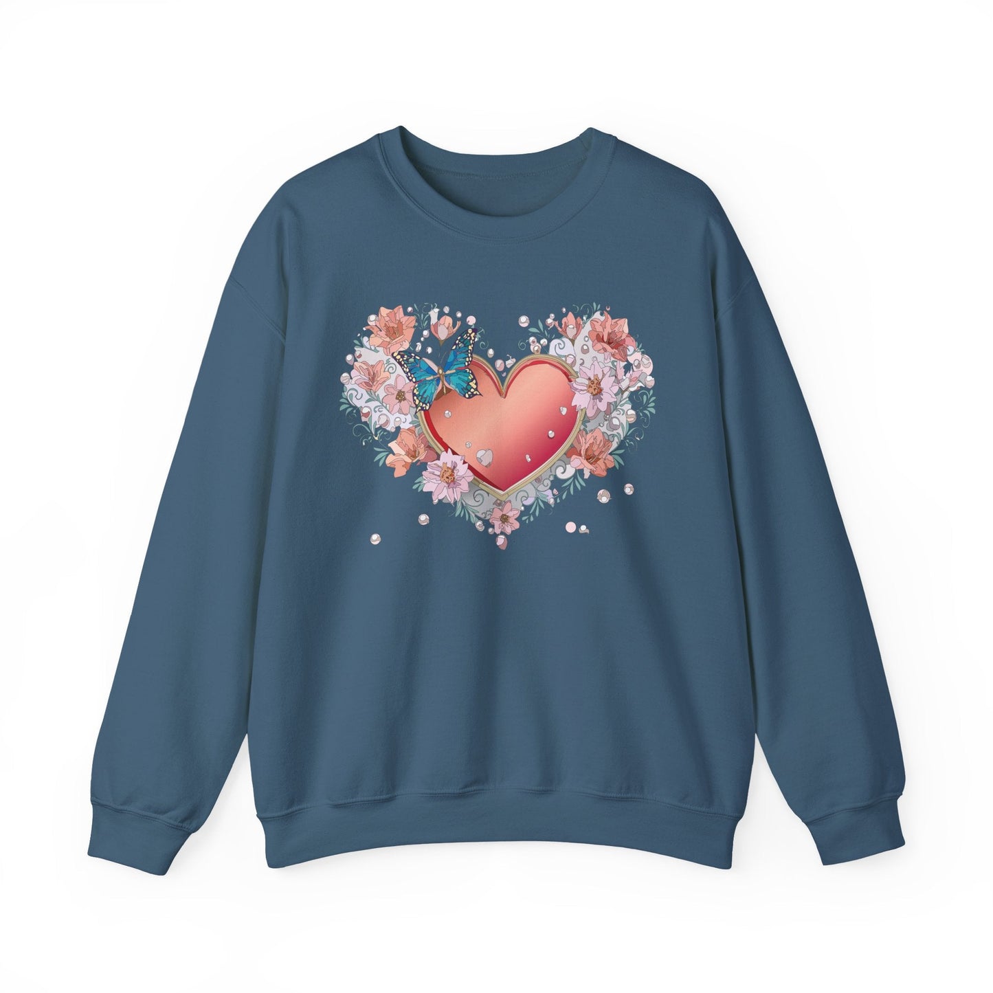 Unisex Floral Heart Sweatshirt With Love Graphic For Valentines Day Gift Cozy Winter Wear