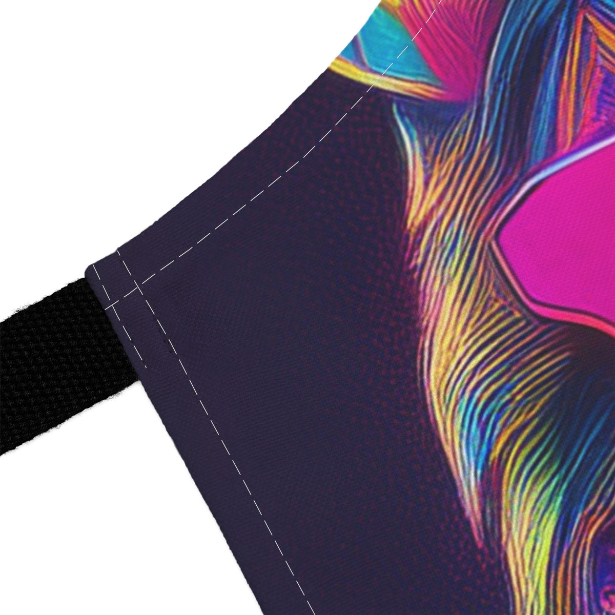 Neon Cat Chef Apron — Colorful Sunglasses Cat Kitchen Apron Stain-Resistant - Art Print Canvas Apron
