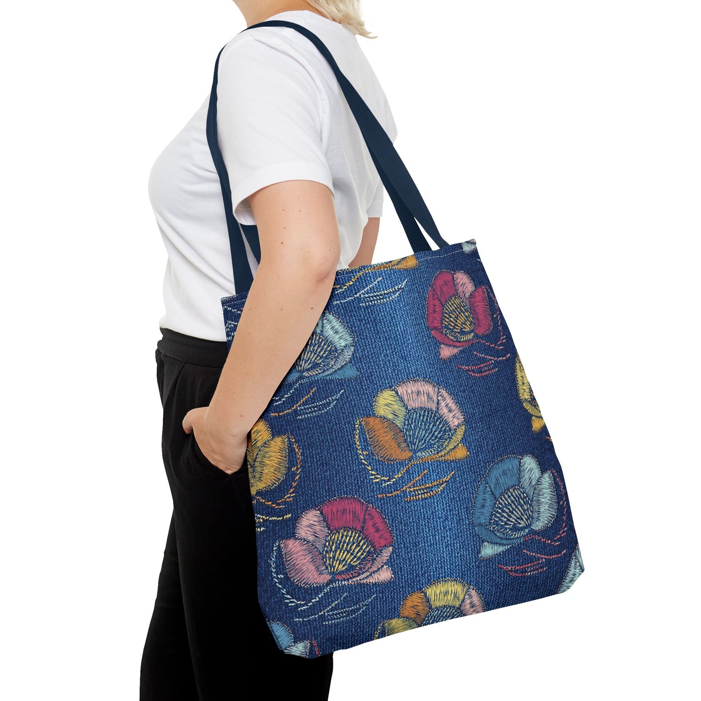 Denim Fabric Imitation Print Unisex Canvas Bag Poly Spun 3 Sizes Tote Bag 165