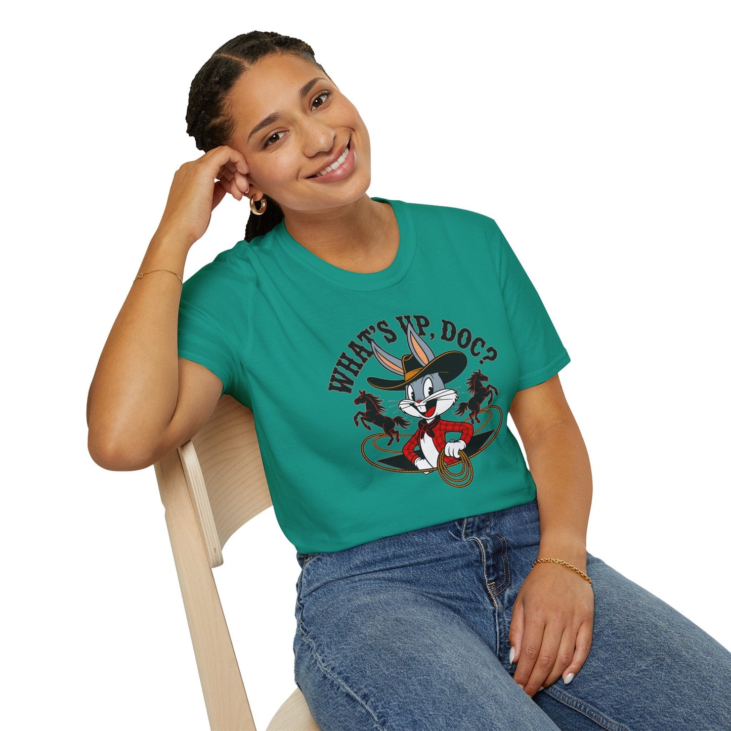 Cartoon Bunny Graphic Unisex Cotton Animal Animation Artwork Design Tee 41