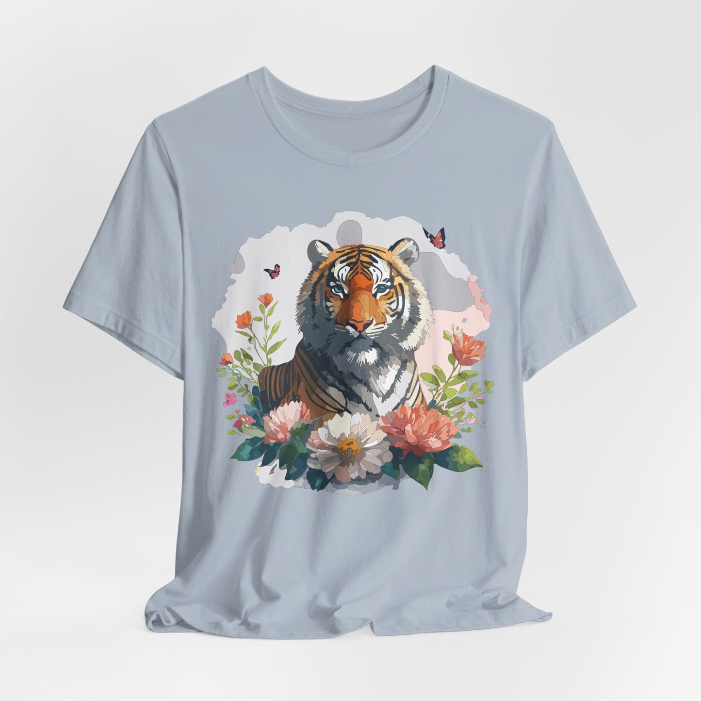Floral Tiger Graphic Tee, Animal Shirt, Tiger Shirt, Flower Top, T-Shirt with Animal, Art Design