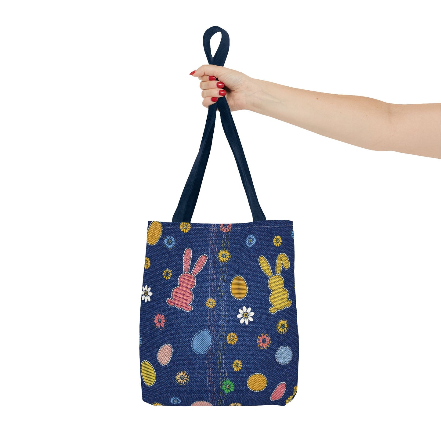 Easter Graphic Design Denim Fabric Imitation Print Unisex Canvas Bag Poly Spun 3 Sizes Tote Bag 204-4