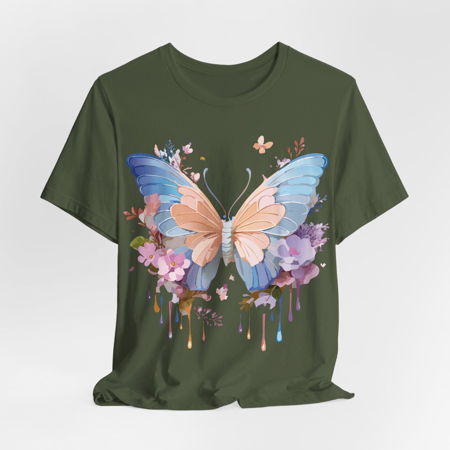 Butterfly Graphic Unisex 100 Cotton Lightweight Vintage Floral Design Jersey Tee 2