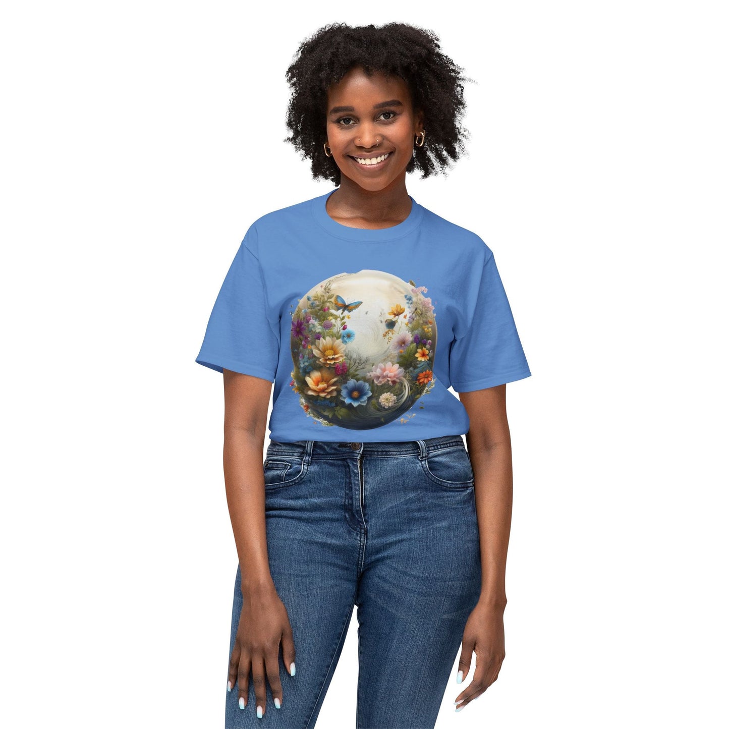 Unisex Floral T Shirt With Art Print HD Cotton Vintage Flowers Tee Shirt Soft Breathable Comfort