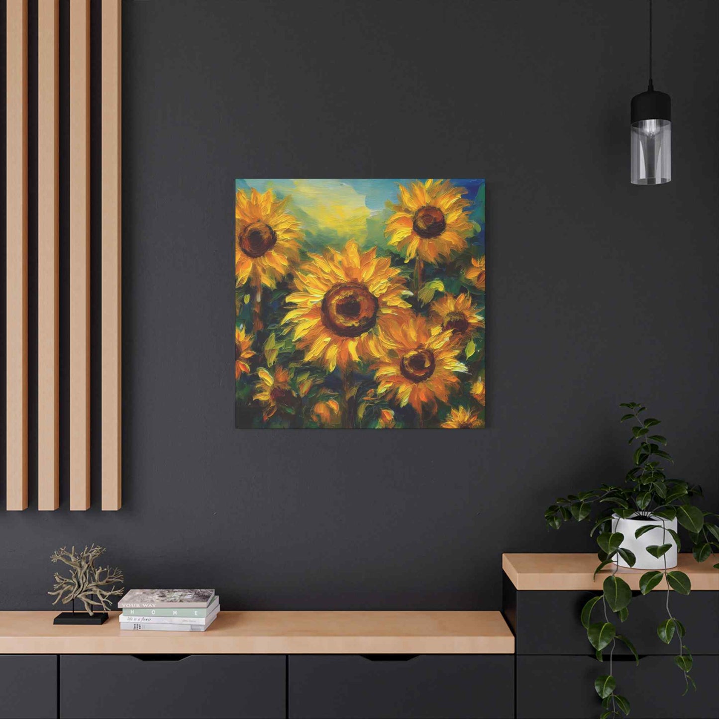 Sunflowers Print Canvas, Flowers Oil Paint Print 20x20, 24x24, 30x30, 32x32, 36x36, Floral Art Design Print Non-Frame MC-24