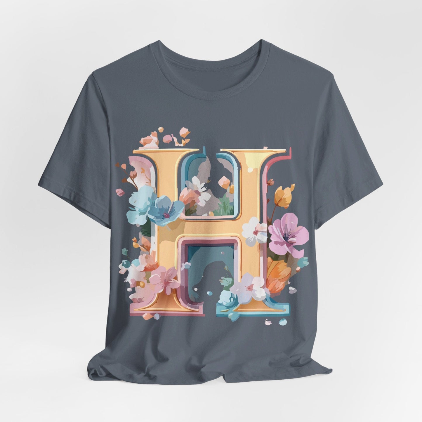 Letter H Graphic Tee Unisex Short Sleeve Shirt By Adelpha Featuring Vintage Inspired Artwork