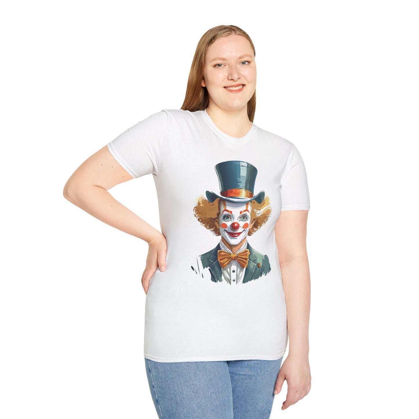 Funny Clown Shirt Unisex T Shirt Circus Style Tee With Scary Man Artwork Gildan 64000