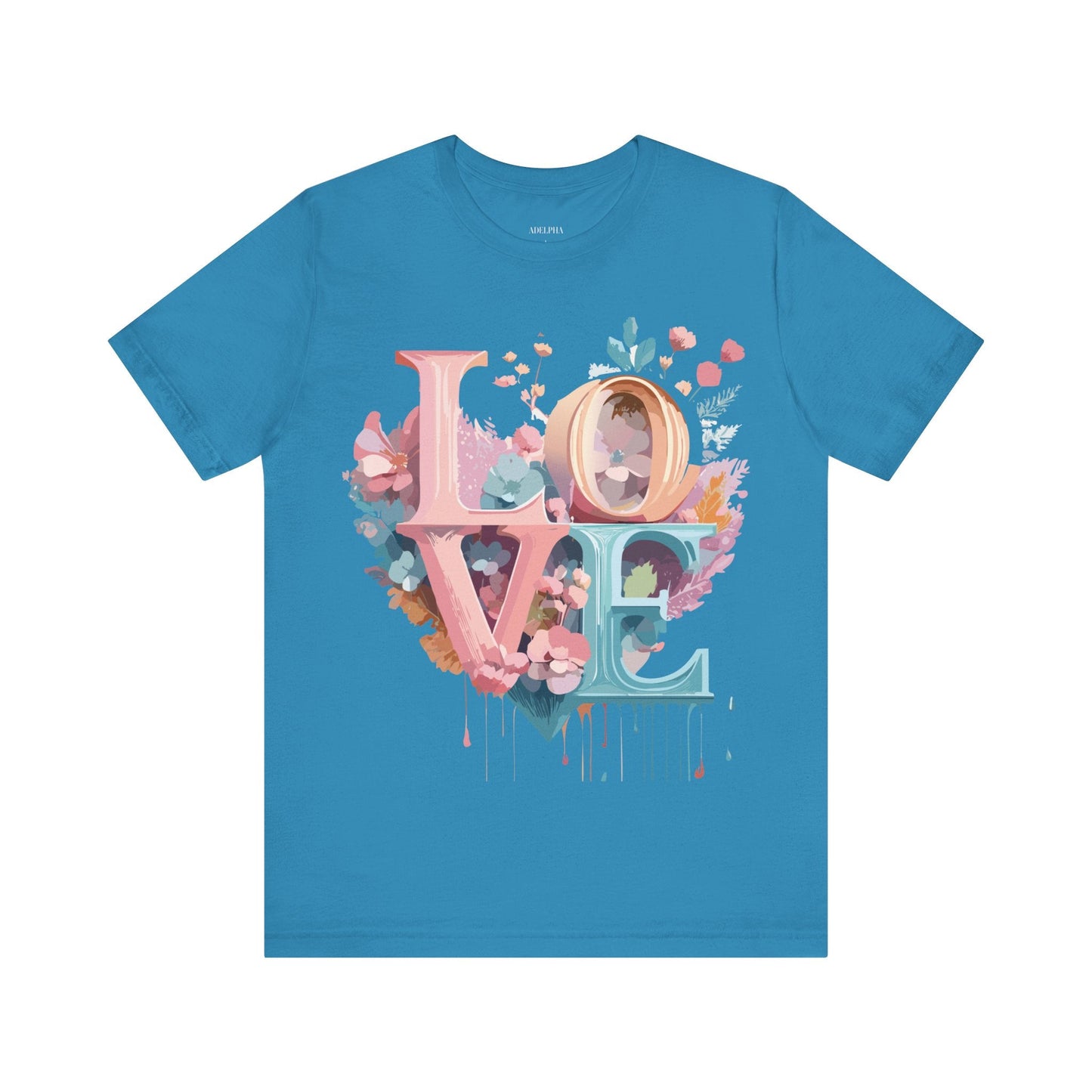 Valentine Day Graphic Unisex 100 Cotton Vintage Artwork with Love and Flower Design Tee 52