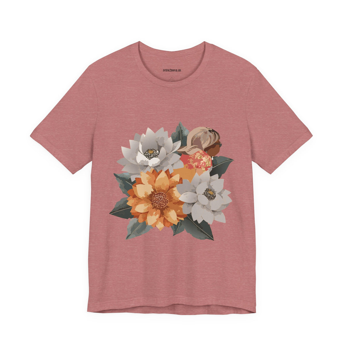 Floral Graphic Unisex Cotton Bella+Canvas Tee with Flowers Design ab102