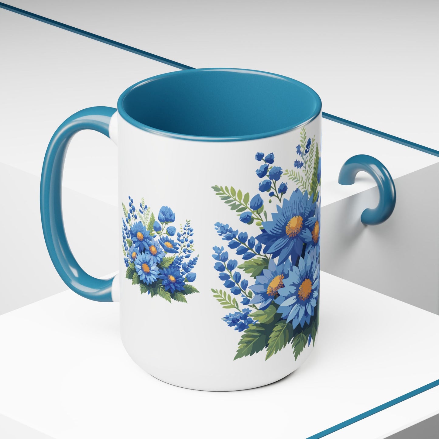 Two-Tone Coffee Mug with flowers