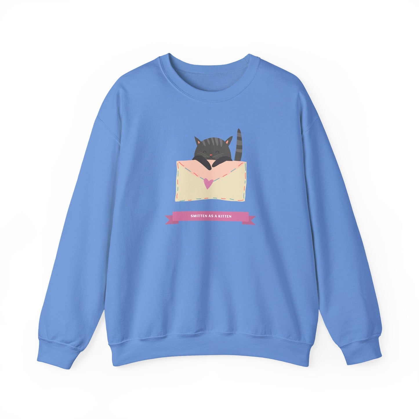 Cat Heart Sweatshirt Love For Cat Lovers Unisex Crewneck Fifty Fifty Cotton Poly Blend Gildan 18000