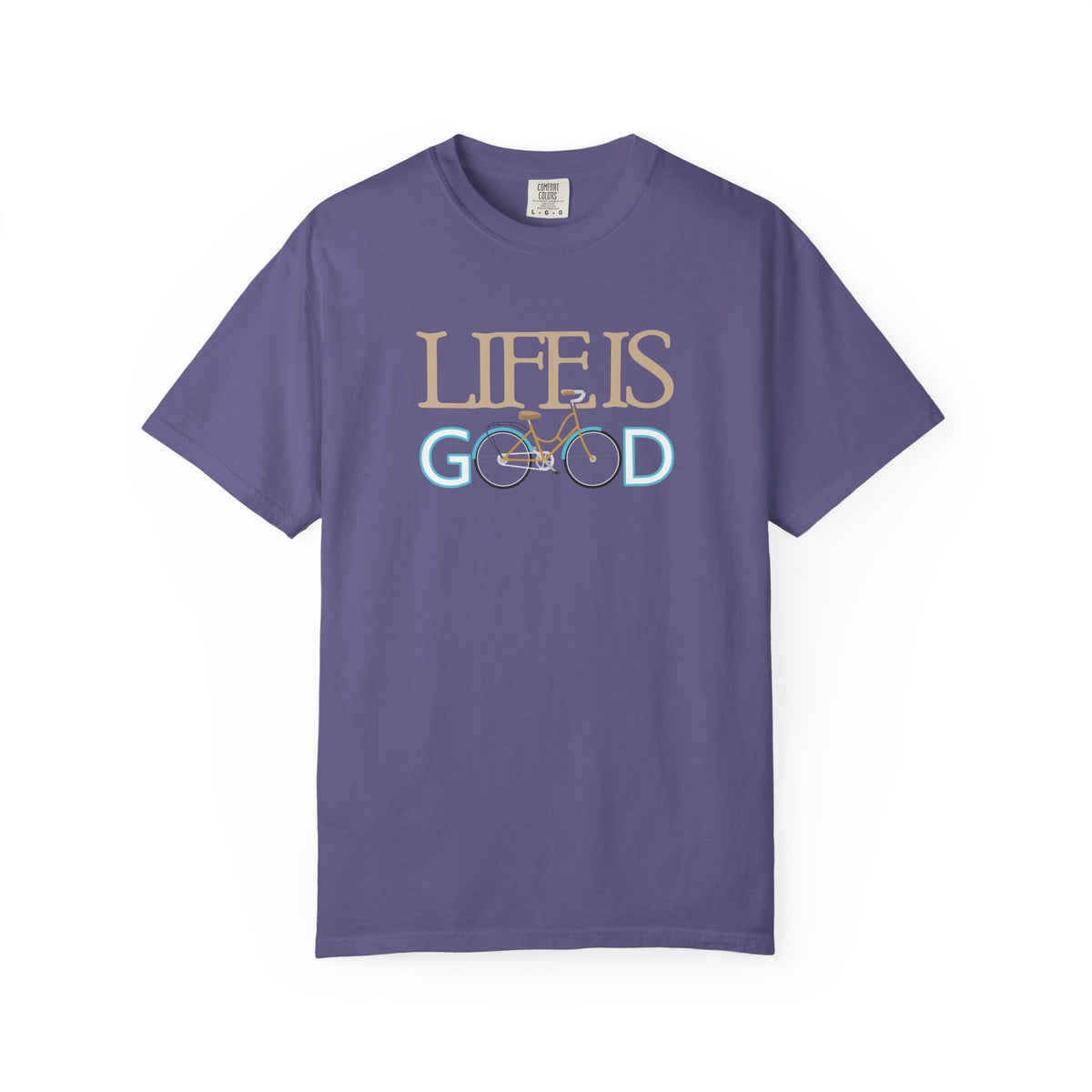 Life Is Good Bicycle Graphic Unisex Comfort Colors Garment-Dyed Heavyweight 100 Cotton Art Design T-Shirt w52