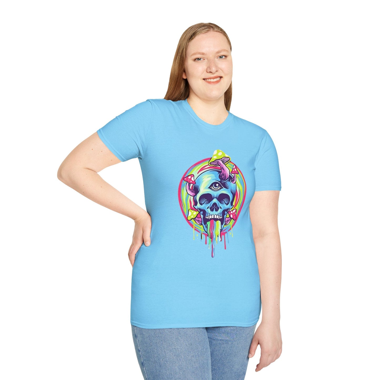 Unisex Skull Tee Shirt With Skeleton Design Cotton Softstyle 64000 T Shirt Premium Cotton Tee
