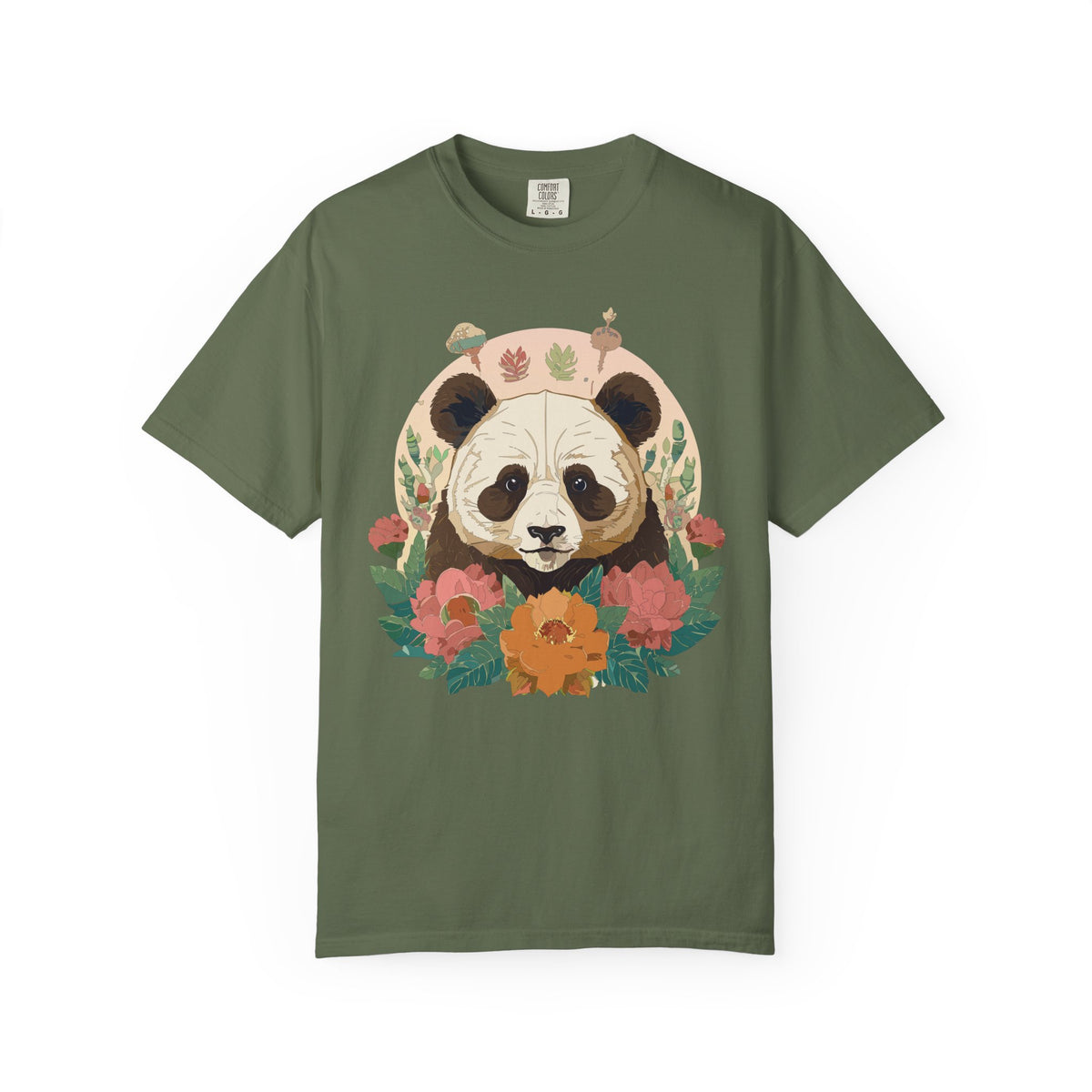 Panda Portrait T-Shirt Unisex Cotton Floral Chinese Graphic Circle Animal Art Tee p2