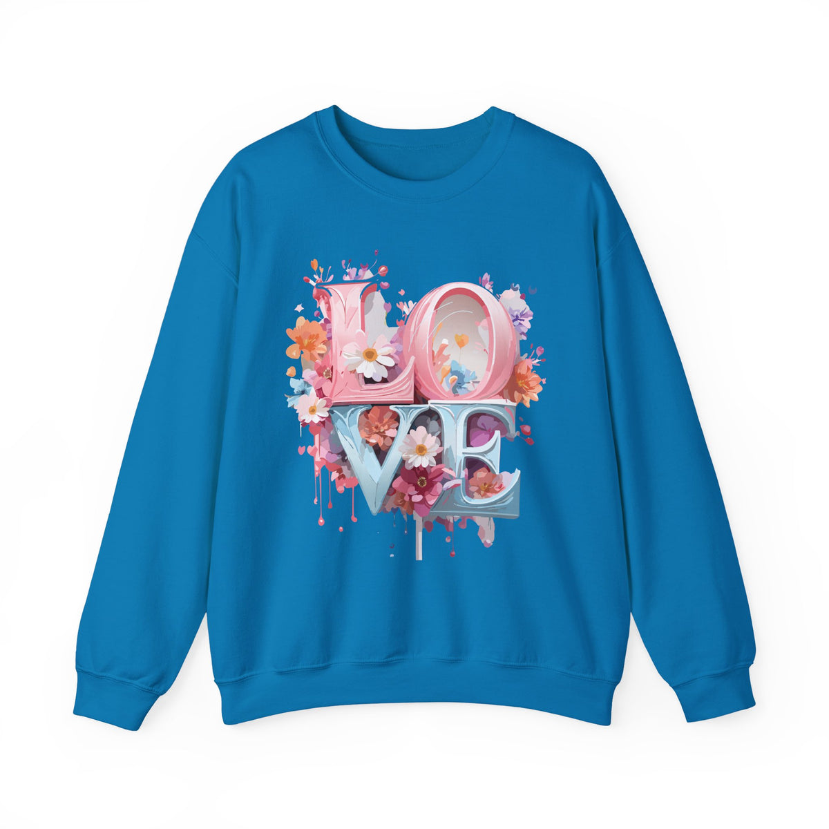 Floral Love Graphic Valentine's Day Sweatshirt Unisex 50/50 Cotton-Poly Sweatshirt w49