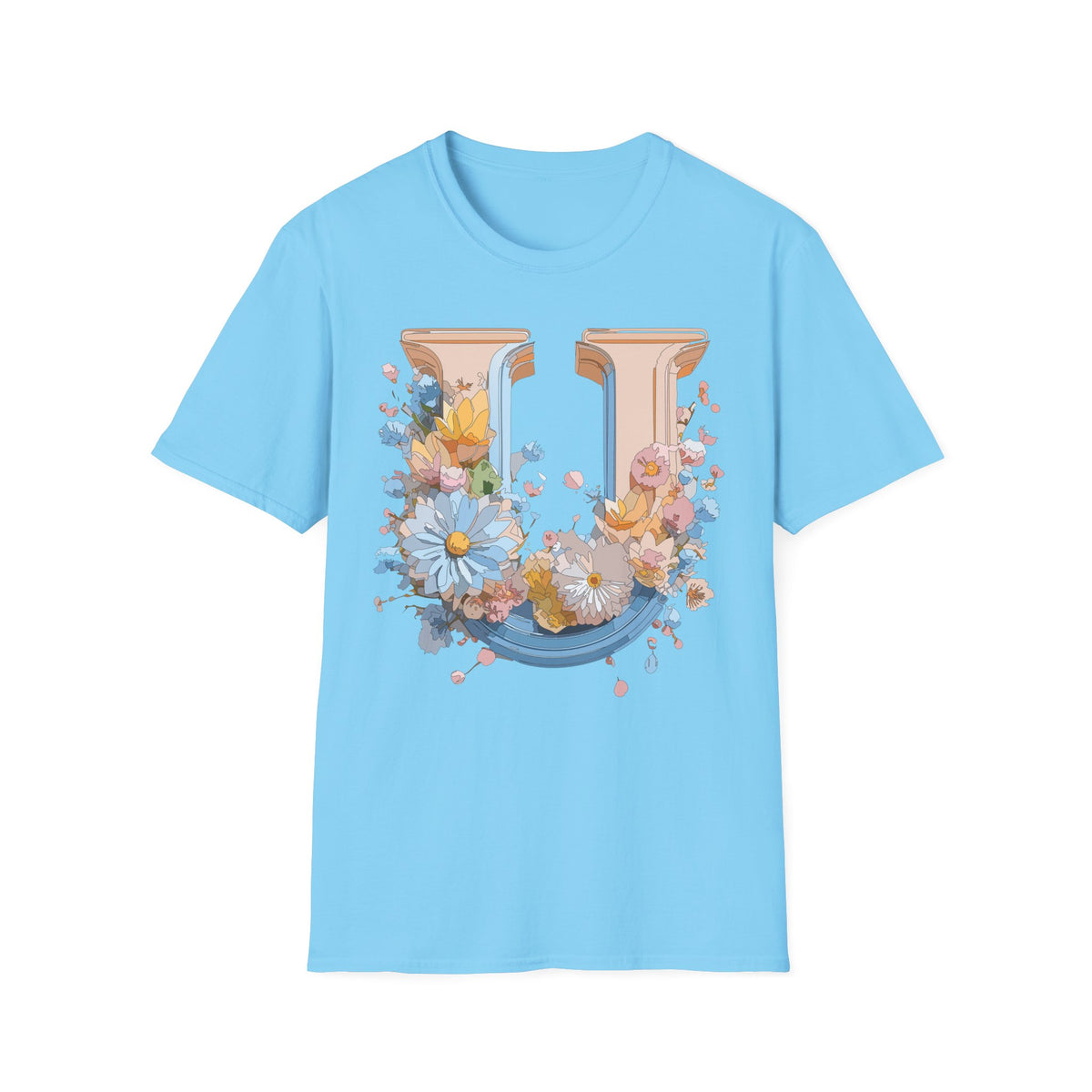 Floral Letter U T-Shirt | Botanical Monogram Initial Tee