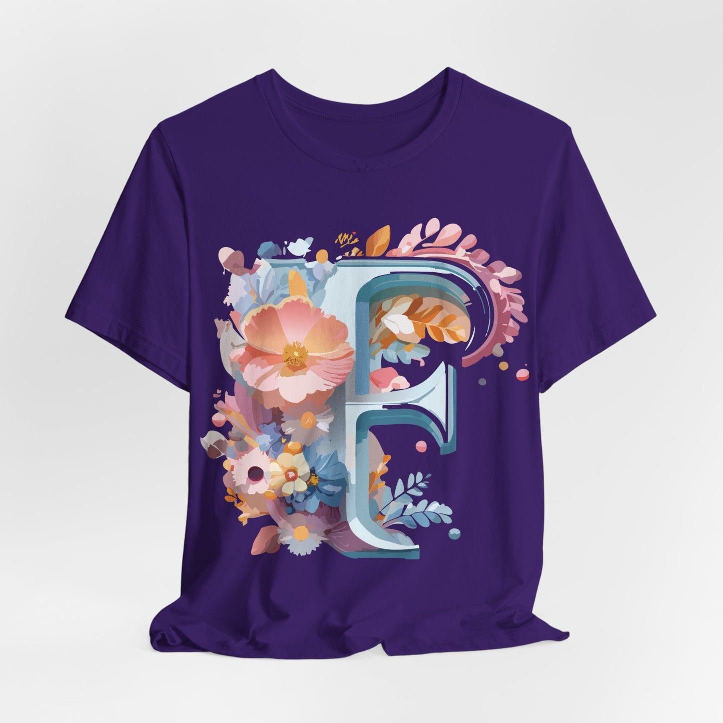 Letter F Graphic Tee Unisex Short Sleeve Vintage Inspired Adelpha Artwork Collection
