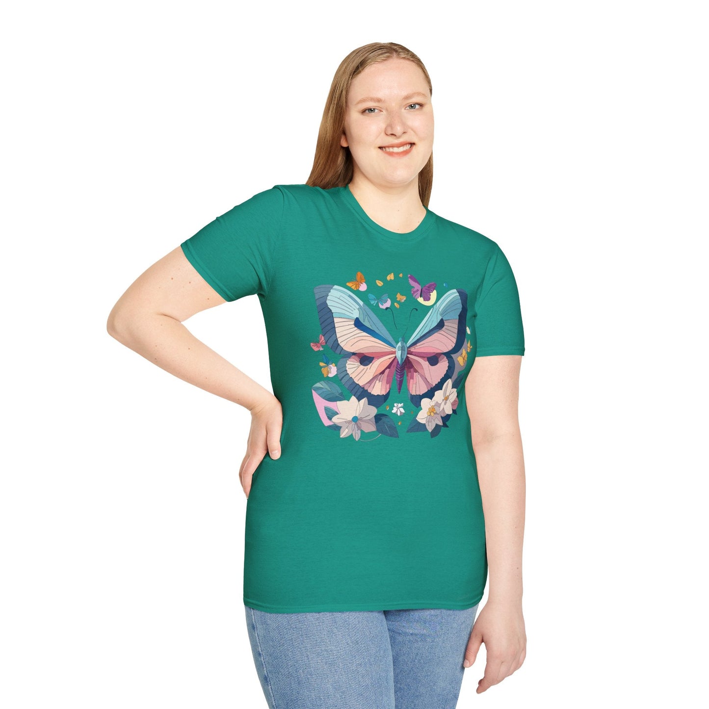 Butterfly Shirt Unisex T Shirt Softstyle Gildan 64000 Ring Spun Cotton Monarch Design