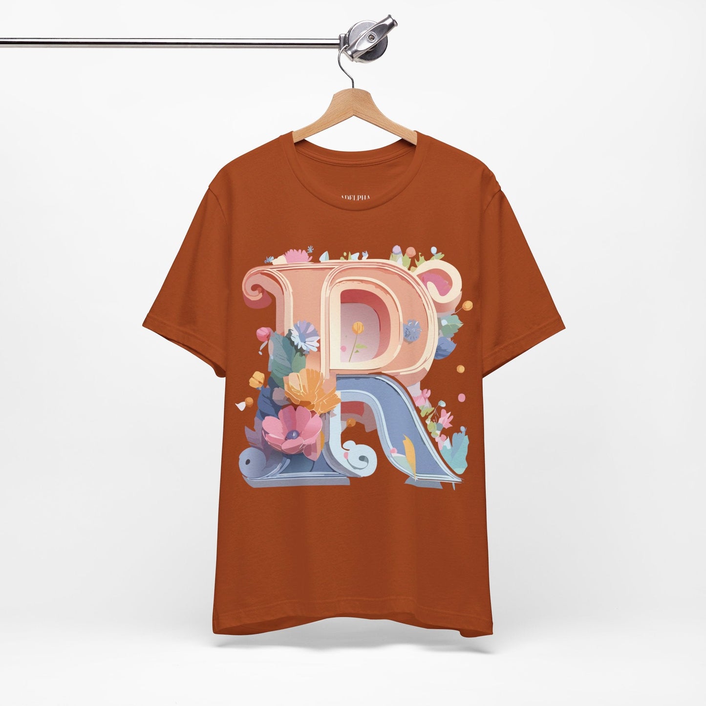 Letter R Shirt Unisex Graphic Tee Premium Cotton Vintage Inspired Art By Adelpha Short Sleeve