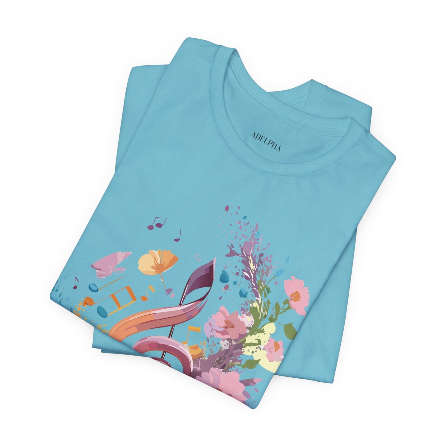 Music Graphic Unisex 100 Cotton Vintage Art with Musical Elements Tee 115
