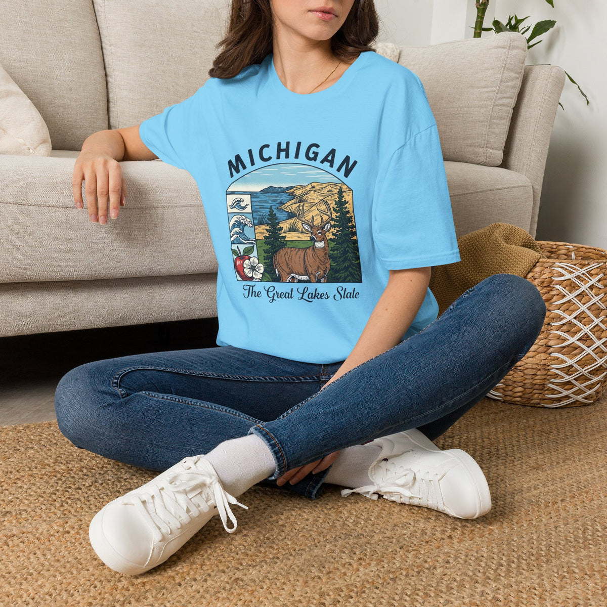 Michigan Scenic T-Shirt — Great Lakes State Vintage Travel Tourist Graphic Design Unisex 100 Cotton Gildan T-Shirt