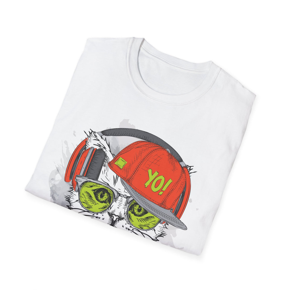 Cat DJ T-Shirt Unisex Cotton Short Sleeves I Love Music Graphic Tee