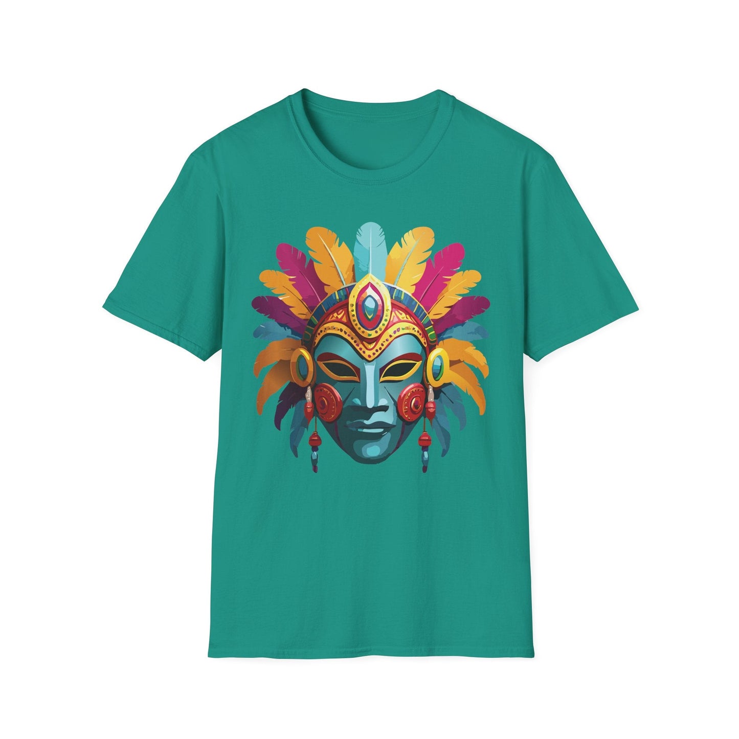 Mask Tee Shirt Unisex Short Sleeve Graphic Tee Masquerade Design 100 Percent Ring Spun Cotton