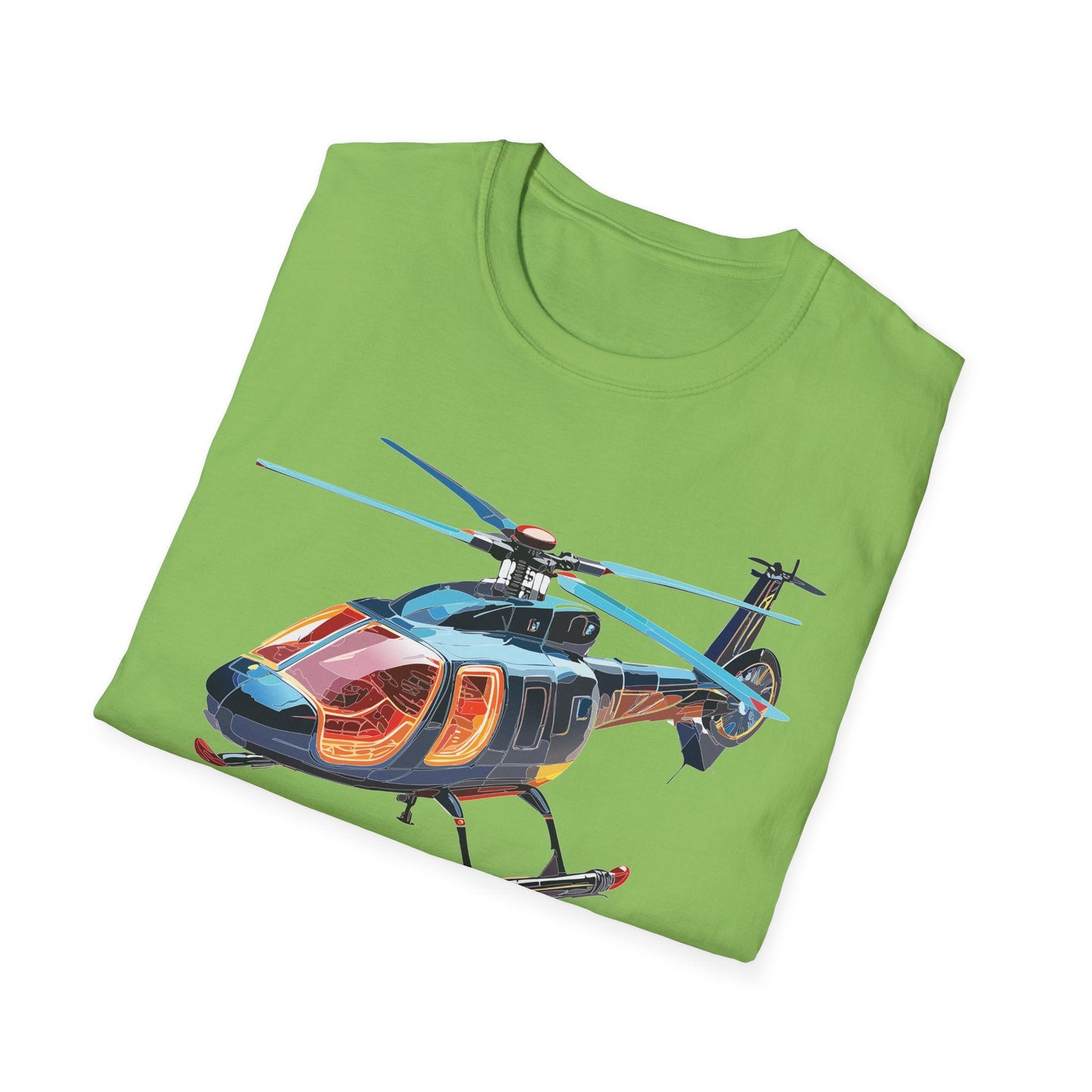 Unisex Helicopter Chopper Shirt Graphic Tee Softstyle 64000 100 Percent Ring Spun Cotton