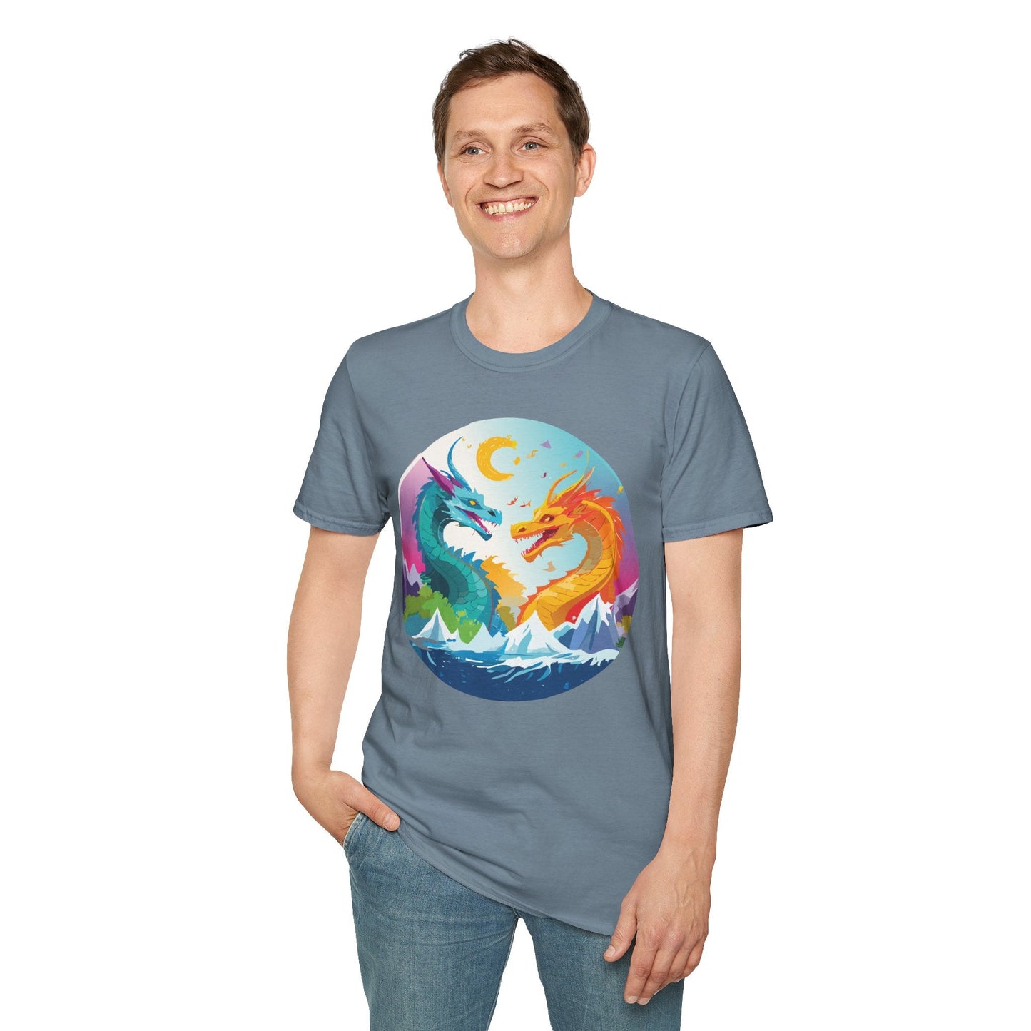 Dragon Graphic Unisex Cotton Softstyle Art Design Tee With Animals 29