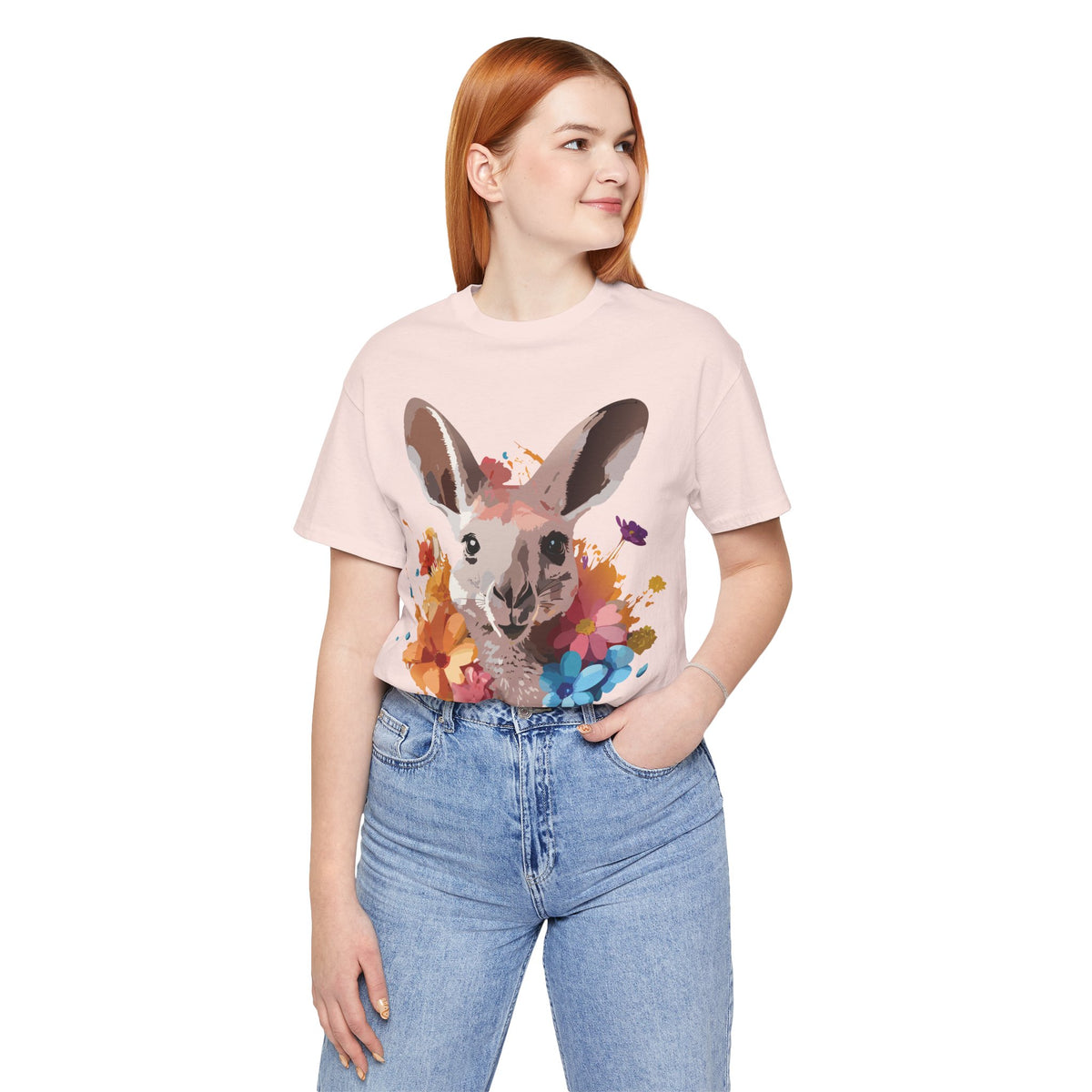 Kangaroo Graphic Unisex Cotton Bella+Canvas Tee with Art Animal Design e41