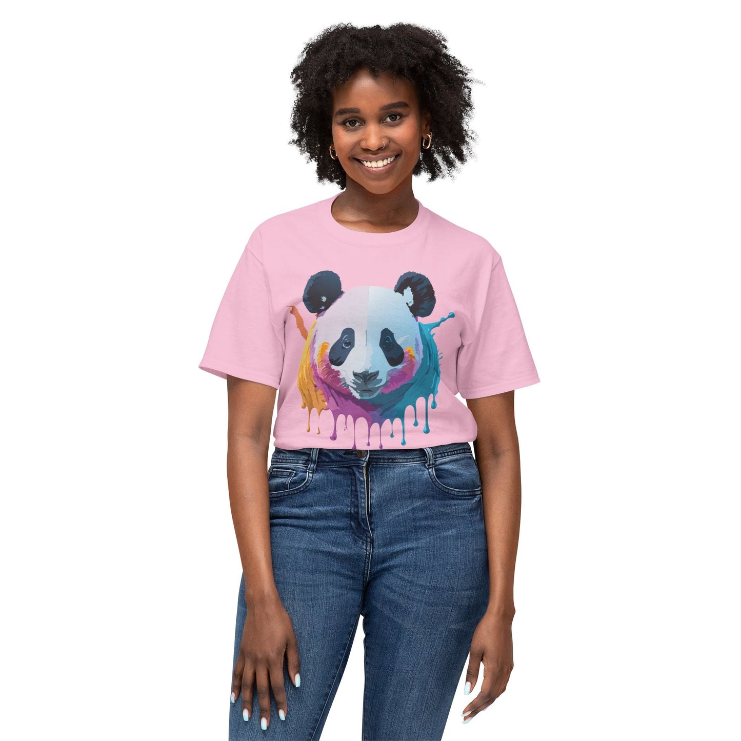Unisex Panda Art Tee With Floral Print Premium Vintage Style HD Cotton Shirt Comfortable