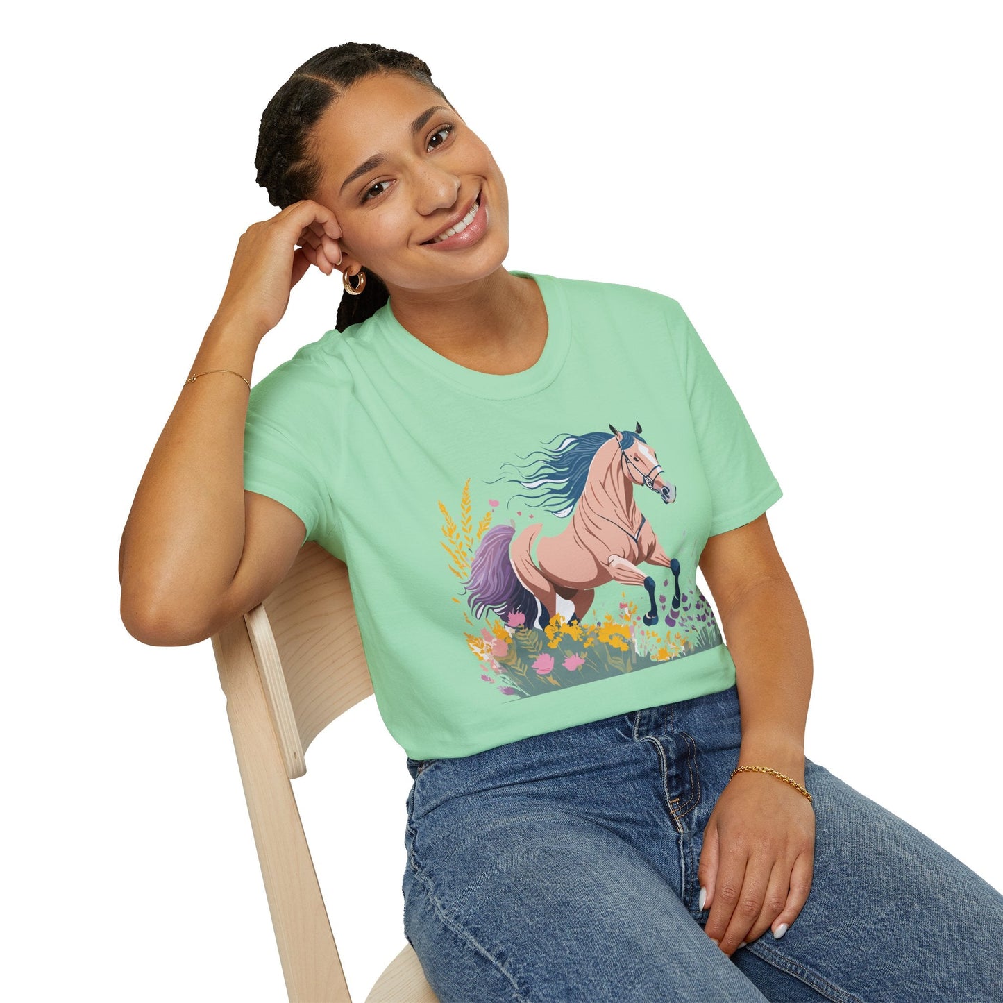 Unisex Horse Shirt With Animal Design Gildan Softstyle 64000 Tee