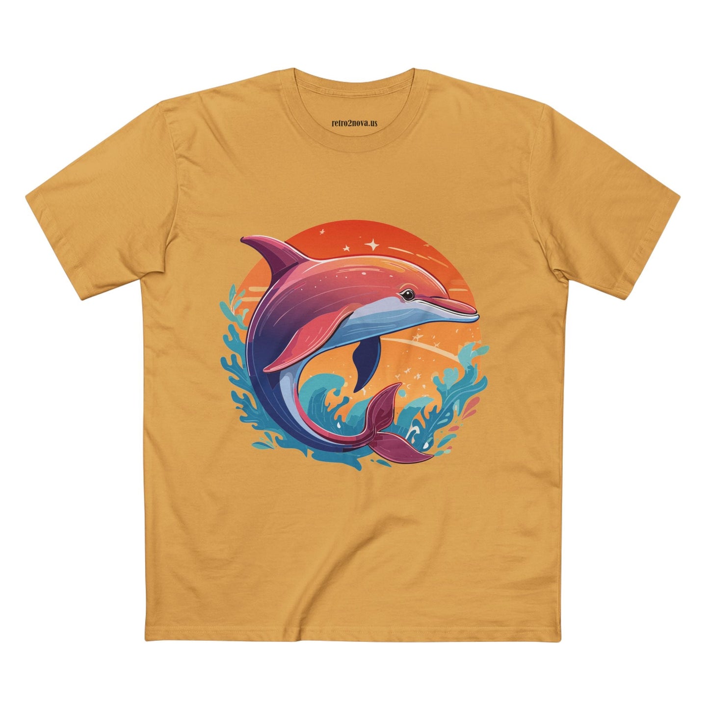 Dolphin Art Shirt for Men and Women Unisex Premium Cotton Tee Featuring Marine Life Illustration by Retro2Nova Collection