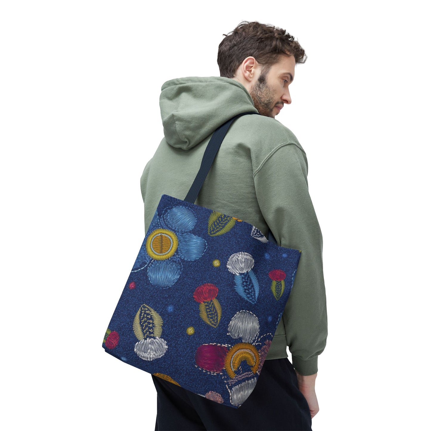 Denim Fabric Imitation Print Unisex Canvas Bag Poly Spun 3 Sizes Tote Bag 159