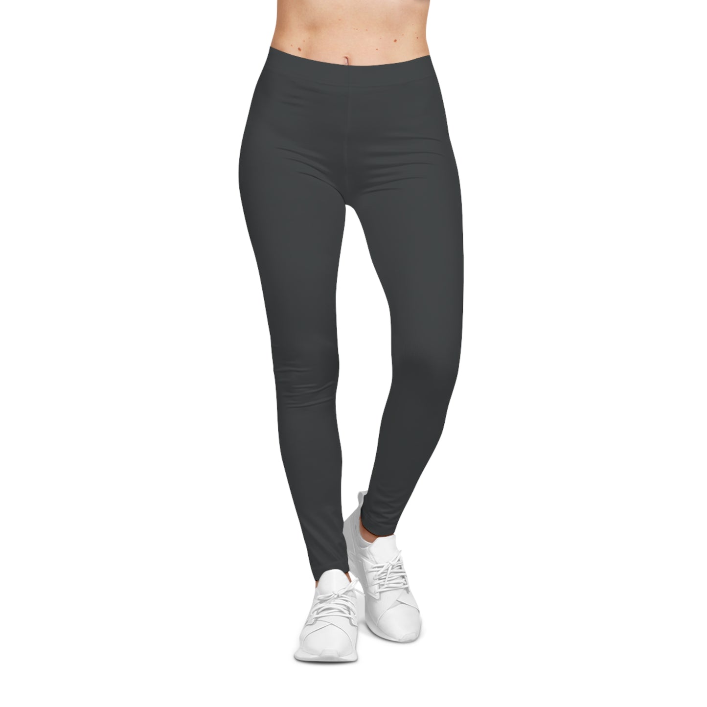 Gunmetal Grey Color Women's Poly-Span Casual Leggings Print Everyday Activewear Pants