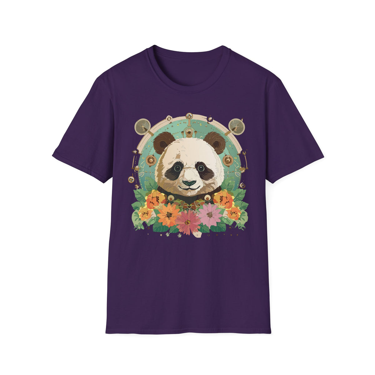 Floral Panda Portrait T-Shirt | Cute Panda Face Tee