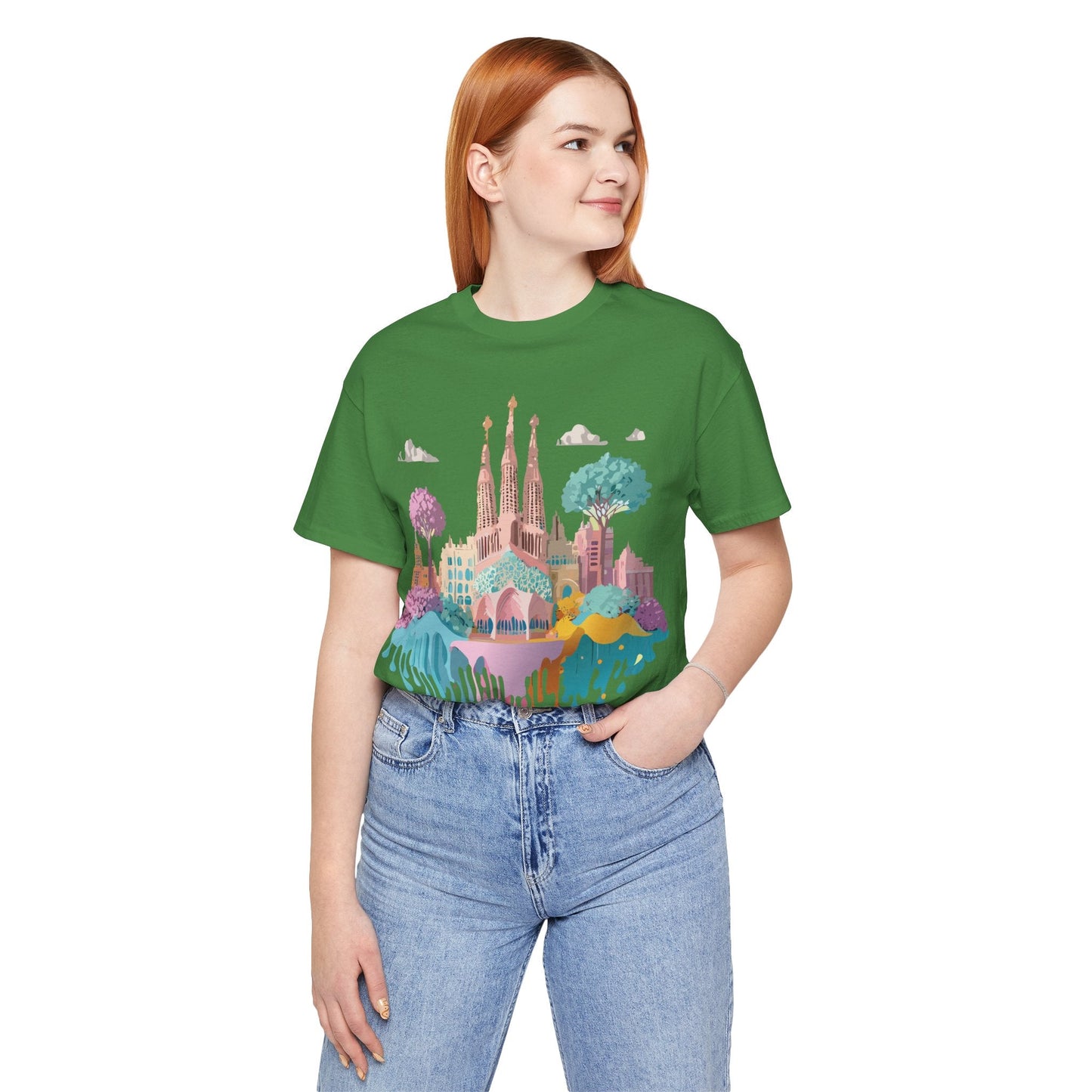 Barcelona Tourist Shirt Unisex Graphic Tee Featuring Original Vintage Art Adelpha